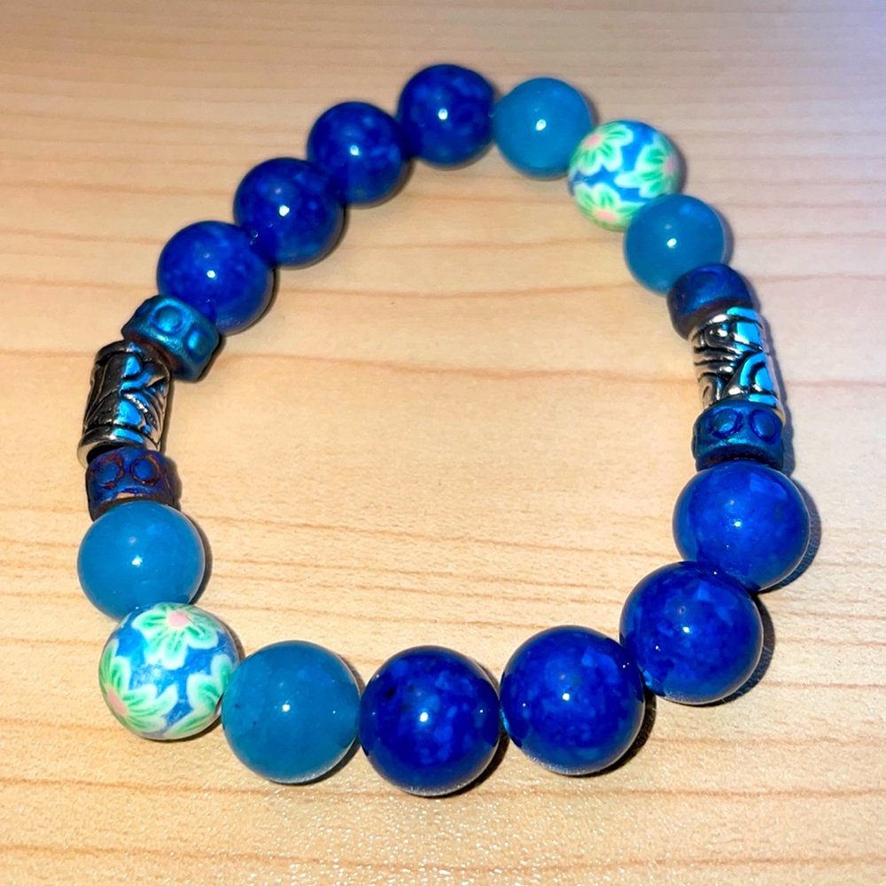 Blue jasper handcrafted gemstone beaded bracelet